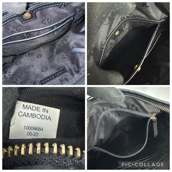 Authentic TORY BURCH Black Nylon Leather Shoulder Bag - Picture 14 of 15